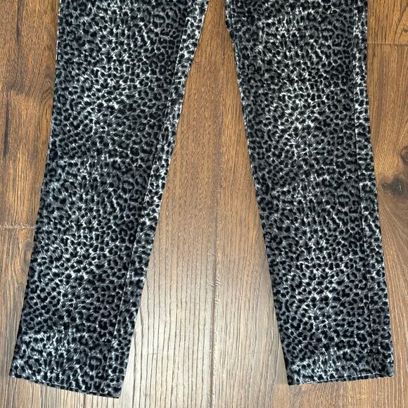 J. McLaughlin Velvet Animal Print Black Gray Sz 4 Straight Leg Stretch Pants - Picture 3 of 7